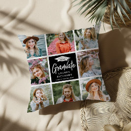 Cojín Decorativo Regalo de recuerdo de graduado con 8 fotos y cita