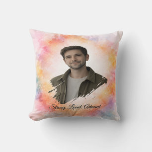 Cojín Decorativo Regalo de San Valentín de acuarela con foto person