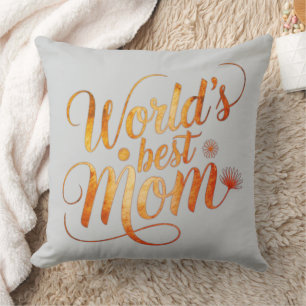 Cojín Decorativo Regalo de tipografía floral elegante para la mejor
