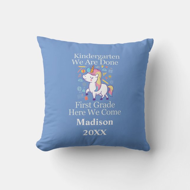 Cojín Decorativo Regalo de Unicornio de primer grado de licenciatur (Anverso)