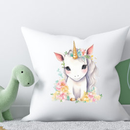 Cojín Decorativo Regalo de unicornio para la acuarela de Chicas