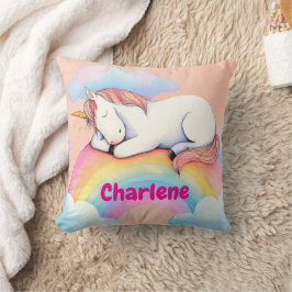 Cojín Decorativo Regalo de Unicornio Personalizado, Acuarelas, 