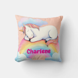 Cojín Decorativo Regalo de Unicornio Personalizado, Acuarelas,
