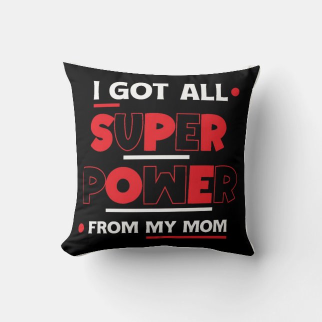 Cojín Decorativo Regalo del Día de la Madre | Superpotencia de mamá (Anverso)
