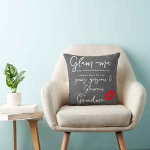 Cojín Decorativo Regalo divertido de Glam-ma para una abuela con es