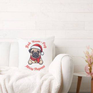 Cojín Decorativo Regalo divertido de Navidad para dueño de Pug gruñ