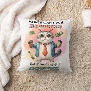 Cojín Decorativo Regalo divertido para amantes de gatos: el dinero