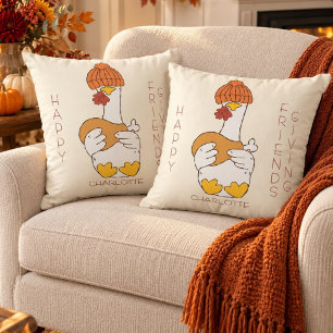 Cojín Decorativo Regalo Divertido Patito Acción de Gracias con Amig