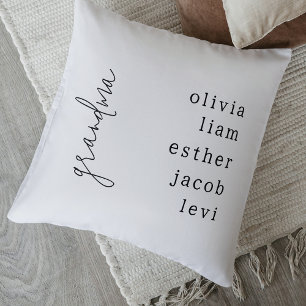 Cojín Decorativo Regalo elegante para abuela con nombres de nietos