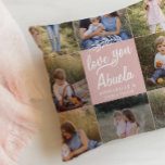 Cojín Decorativo regalo familiar 8 foto nieto simple<br><div class="desc">regalo de la familia 8 foto nieto escritura simple moderna tipografía regalo de almohada diseño de chica rosa. cambiar el nombre</div>
