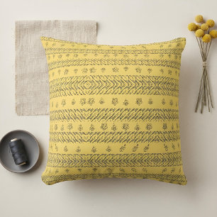 Cojín Decorativo Regalo Floral Amarillo Boho Azul Marino Vintage