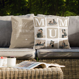 Cojín Decorativo Regalo moderno de MAMÁ multifotografía de cuadrícu