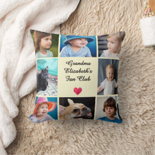 Cojín Decorativo Regalo para Abuela Personalizado con 8 Fotos de Pl