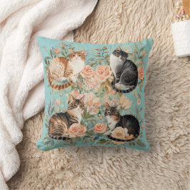 Cojín Decorativo Regalo para amantes de gatos con estilo botánico v
