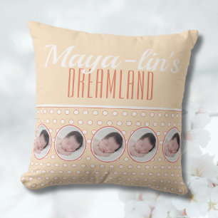 Cojín Decorativo Regalo para el cuarto de Peach con lunares