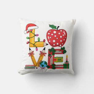Cojín Decorativo Regalo para maestros   Lápiz de amor Manzanas Libr