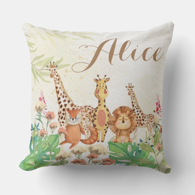 Cojín Decorativo Regalo personalizado de acuarela para bebé de guar (Anverso)