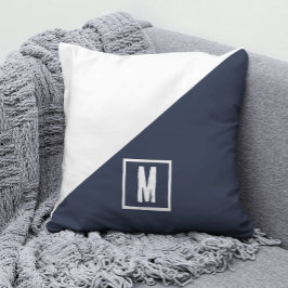 Cojín Decorativo Regalo personalizado de bloque de color azul marin