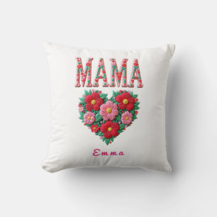 Cojín Decorativo Regalo personalizado de corazón floral para mamá