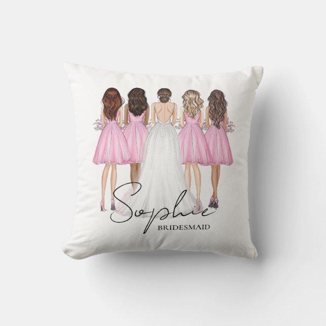 Cojín Decorativo Regalo Personalizado de Dama de Honor con Nombre (Anverso)