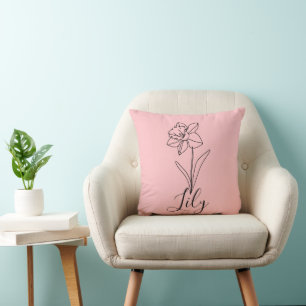 Cojín Decorativo Regalo personalizado de flor de nacimiento de narc