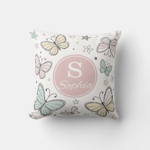 Cojín Decorativo Regalo personalizado monograma mariposa para niñas