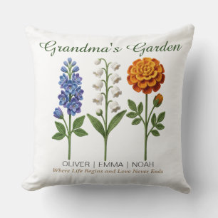 Cojín Decorativo Regalo Personalizado para Abuela Flores de Nacimie
