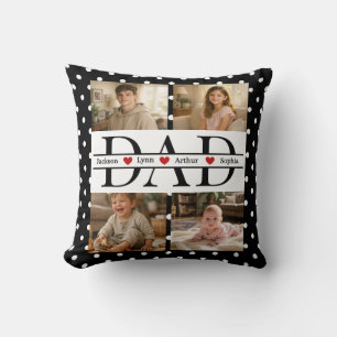 Cojín Decorativo Regalo personalizado para papá de 4 fotos con luna