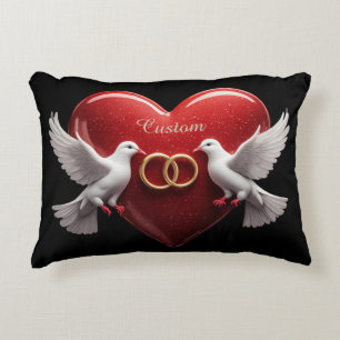 Cojín Decorativo Regalo Romántico de Aniversario Corazón Palomas de