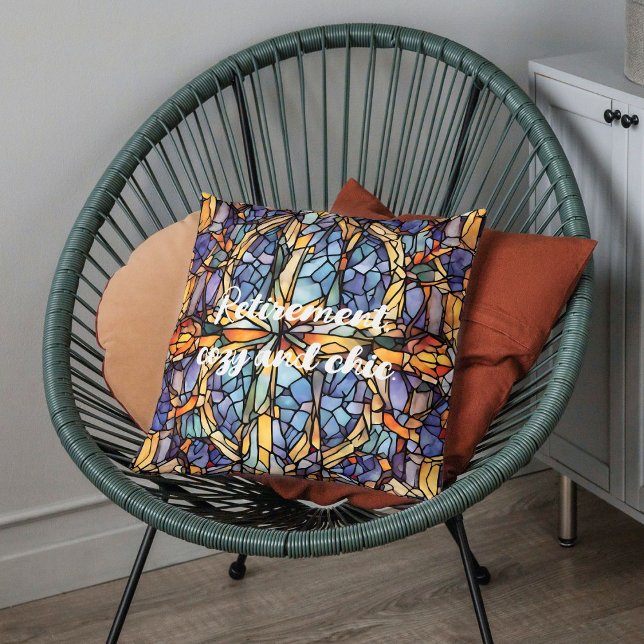 Cojín Decorativo Regalos clásicos de retiro de mosaico para su madr (Classic Antique Tile Retirement Gifts for Her Mom)