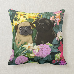Cojín Decorativo Regalos de Bella Artes de primavera pugs