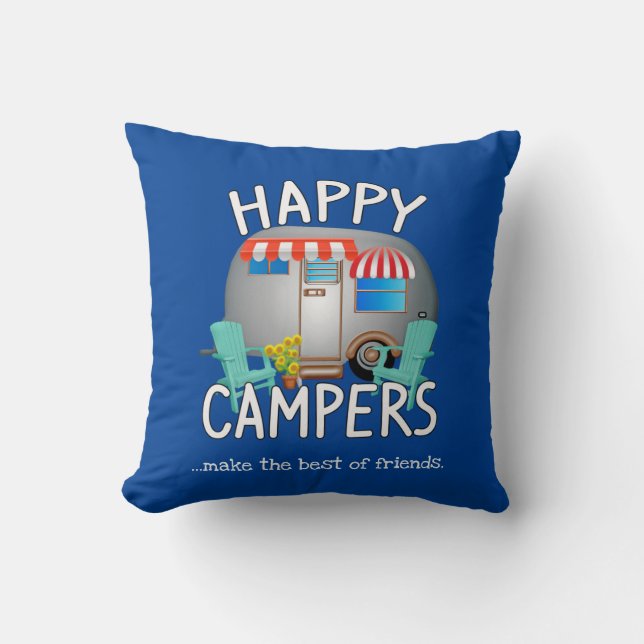 Cojín Decorativo Regalos de camping|Camper feliz (Anverso)