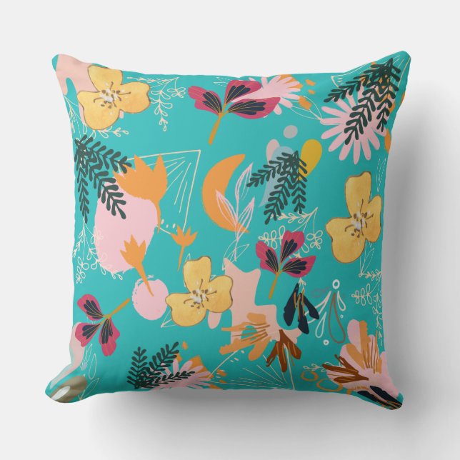 Cojín Decorativo Regalos de flores azules para ella (Anverso)