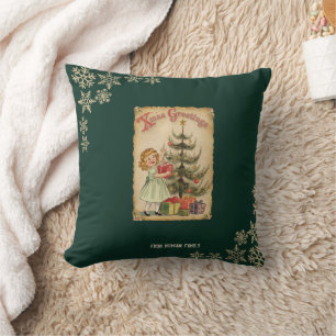 Cojín Decorativo Regalos de Niñas de Pino Vintage Copos de Nieve