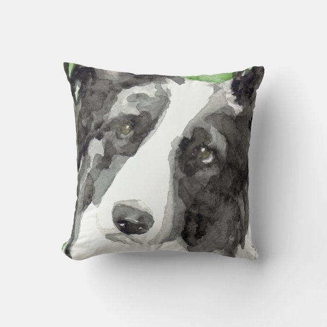 Cojín Decorativo Regalos del border collie de la acuarela (Anverso)