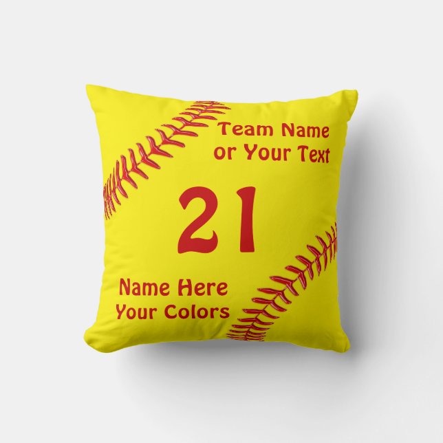 Cojín Decorativo Regalos personalizados del equipo del softball, (Anverso)