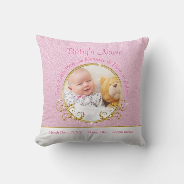 Cojín Decorativo Regalos personalizados para bebés con información  (Anverso)