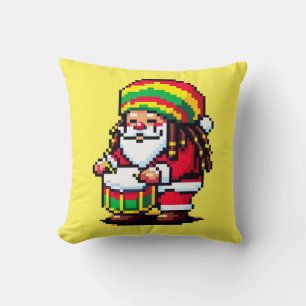 Cojín Decorativo Reggae Santa Drummer Fun Pixel Navidades de arte M