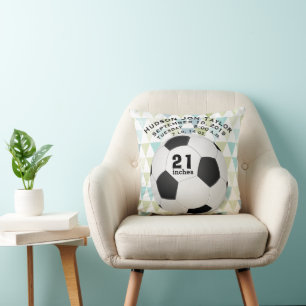 Cojín Decorativo Registro de nacimiento de niños de fútbol de trián