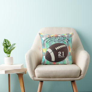 Cojín Decorativo Registro de nacimiento de niños de fútbol de trián