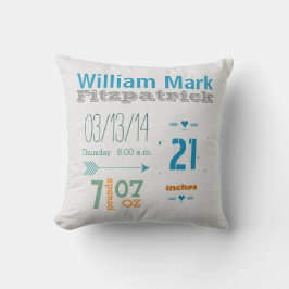 Cojín Decorativo Registro de nacimientos Niños Nursery Estadísticas