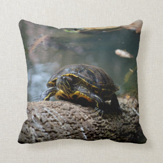 Cojín Decorativo registro que sube pintado de la tortuga del agua
