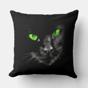 Cojín Decorativo Regla de gatos negros - Ojos verdes