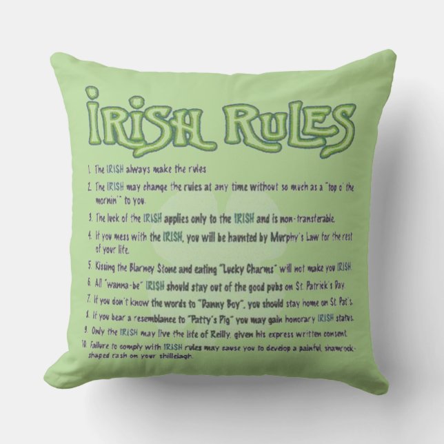 Cojín Decorativo Reglas de Irlanda (Anverso)