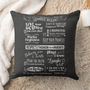 Cojín Decorativo Reglas familiares - Valores cristianos para vivir 