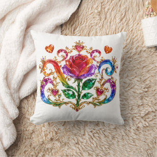Cojín Decorativo Reina Corona de Rosa de Cristal Diamante