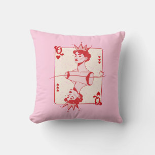 Cojín Decorativo Reina de Corazones Rojo y Rosa 