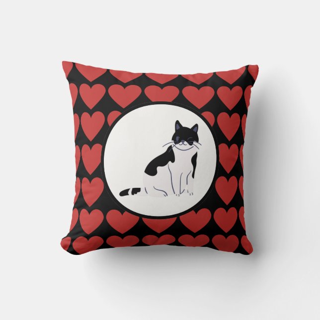 Cojín Decorativo Reina de corazones rojos gatitos voces de gatitos  (Anverso)