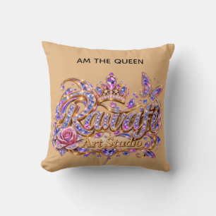 Cojín Decorativo Reina de Cristal Elegancia Floral Rosa