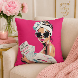 Cojín Decorativo Reina de Cumpleaños Personalizada de Moda